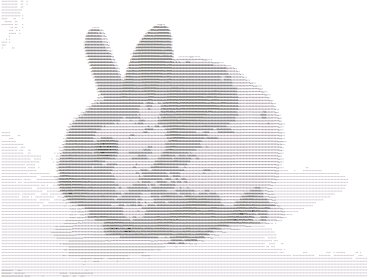 Text Art Rabbits Gallery created from ASCII Letters and Keyboard Characters